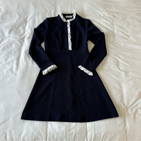 Sandro Navy Dress with White Lace Trim - Picture 1 of 13
